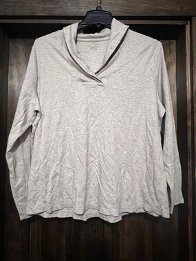 L.L. Bean Heather Gray Shawl-Collar Pullover